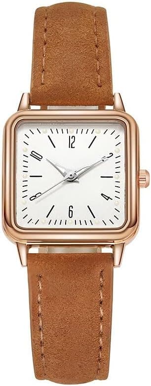 Montre habillée pour femme avec bracelet en cuir - Montre à quartz analogique - Montre créative élégante et mignonne - Montre classique pour homme - Sans date