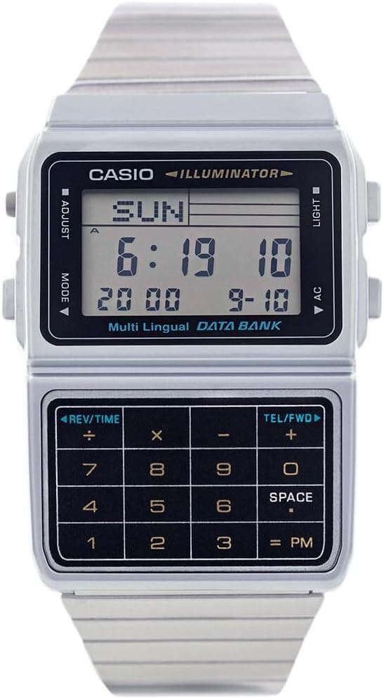 Casio - DBC-611-1D - Databank - Montre Mixte - Quartz Digital - Cadran LCD - Bracelet Acier Gris