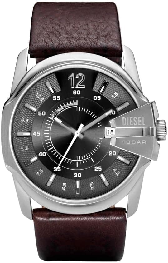 Diesel Master Chief Series Watch for Men, Three Hand Date Movement with Stainless Steel Or Leather Strap