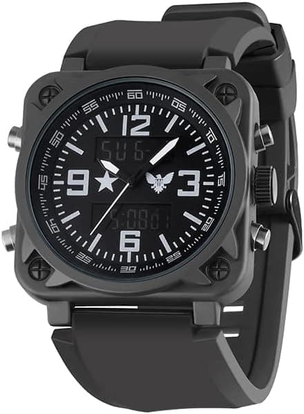 Montre Militaire Homme Chronometre: Grosse Montre Homme Carré à Quartz Analogique - pour Tactique Randonnée La Course La Pêche Une Utilisation Quotidienne