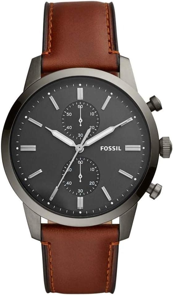 Fossil Montre pour homme Townsman, boîtier de 44 mm, mouvement Chronographe à quartz, bracelet en cuir
