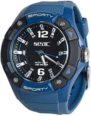 SEAC Sporty Montre Lifestyle, étanche 100 MT, Bracelet en Gomme Adulte Unisexe