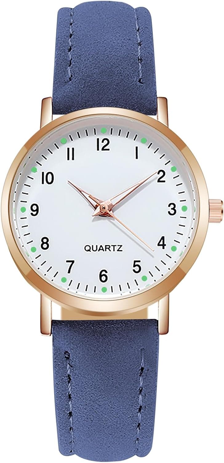 Montre Femme, Lumineux Montre à Quartz Analogique pour Femme, Montres à la Mode Femmes Montres élégante avec Bracelet en Cuir Brossé pour Femmes