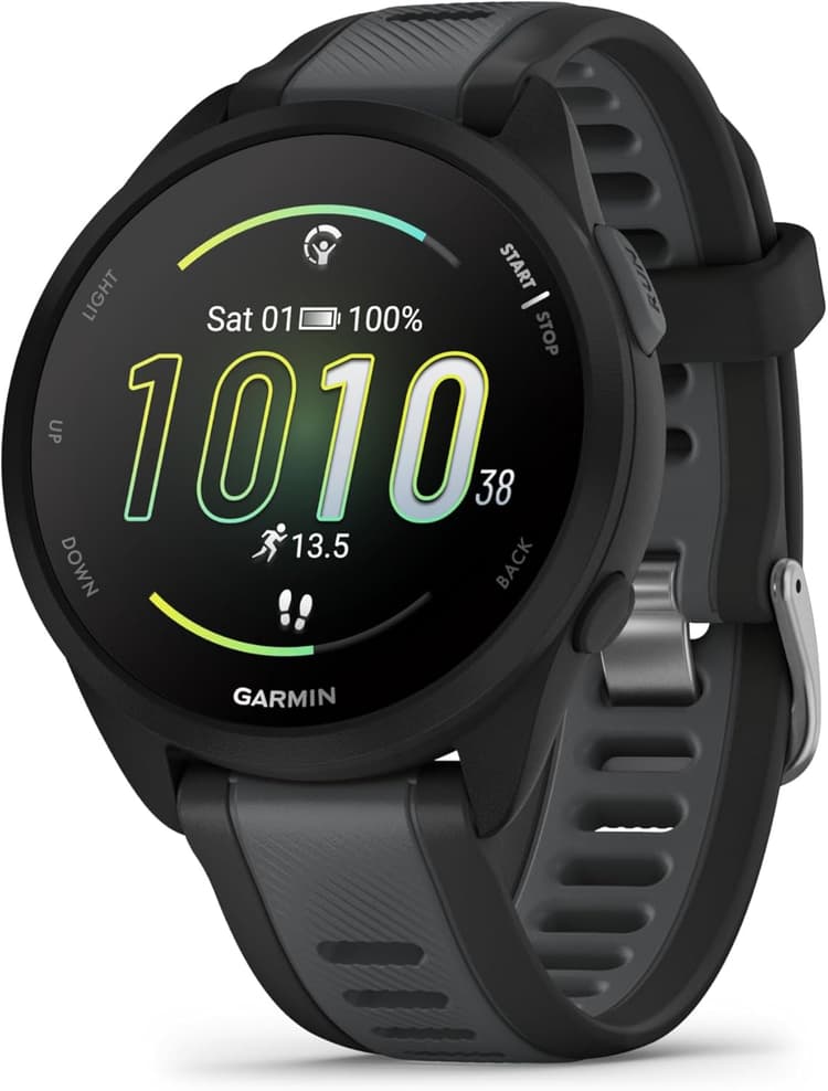 Garmin Forerunner 165, Music - Montre GPS connectée de Running avec écran AMOLED – Noir/Gris (Reconditionné)