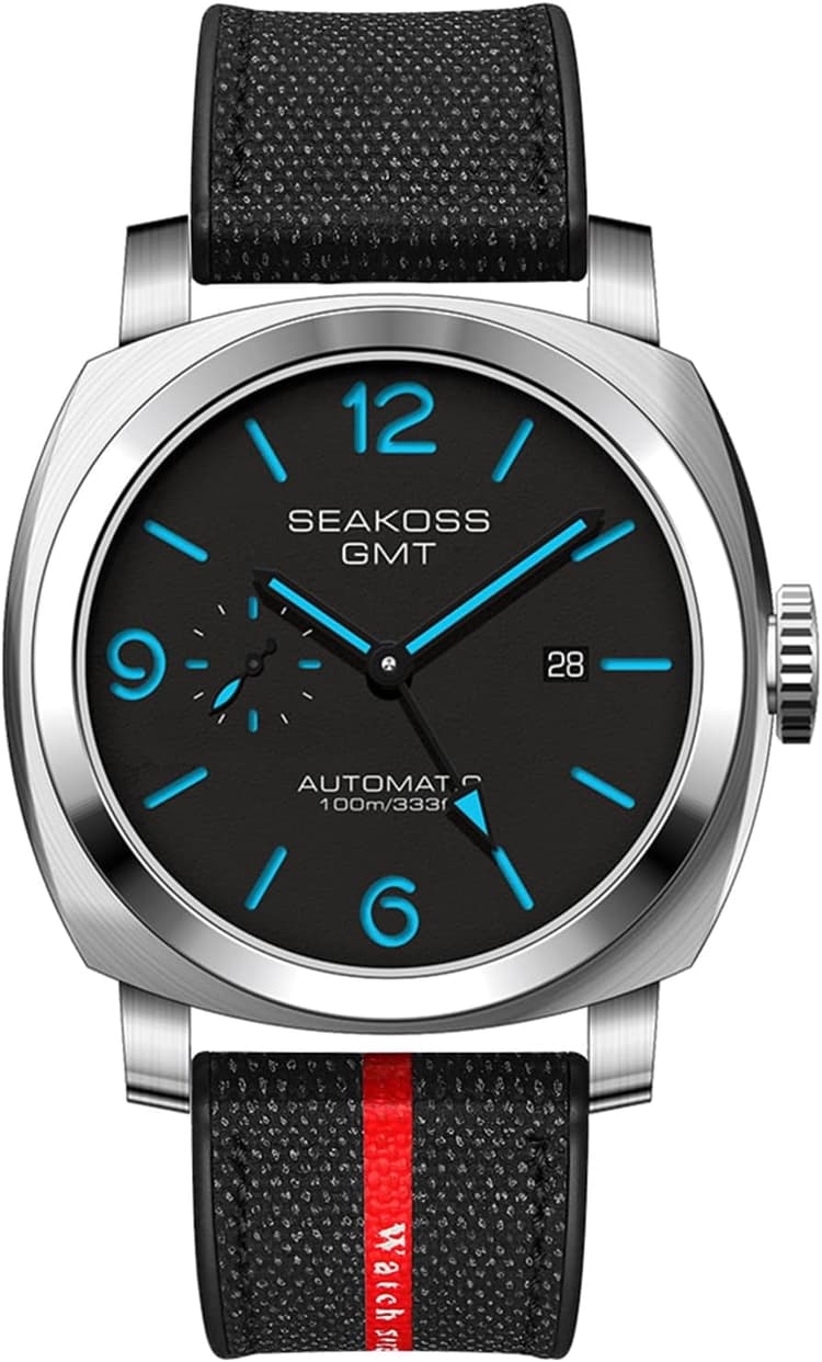 GMT S8441 Montre pour homme automatique 45 mm Date 10 ATM étanche Mouette ST2557 Mouvement lumineux Acier inoxydable Verre saphir Montres mécaniques