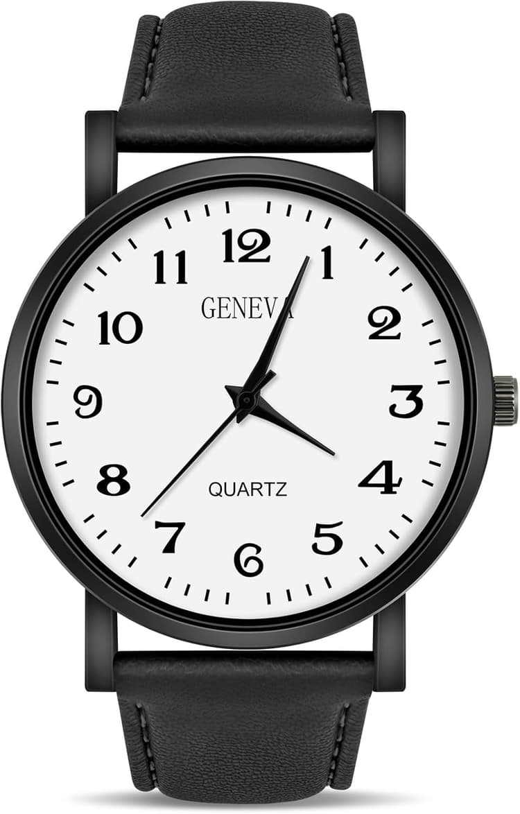 OFFCUP Montre Homme, Montres analogiques à Quartz, Montres d'affaires avec Bracelet en Cuir Cadran Numérique, Faciles à Lire, Montres-Bracelets Cadeau Élégant pour Homme Père Amis Fête des Pères