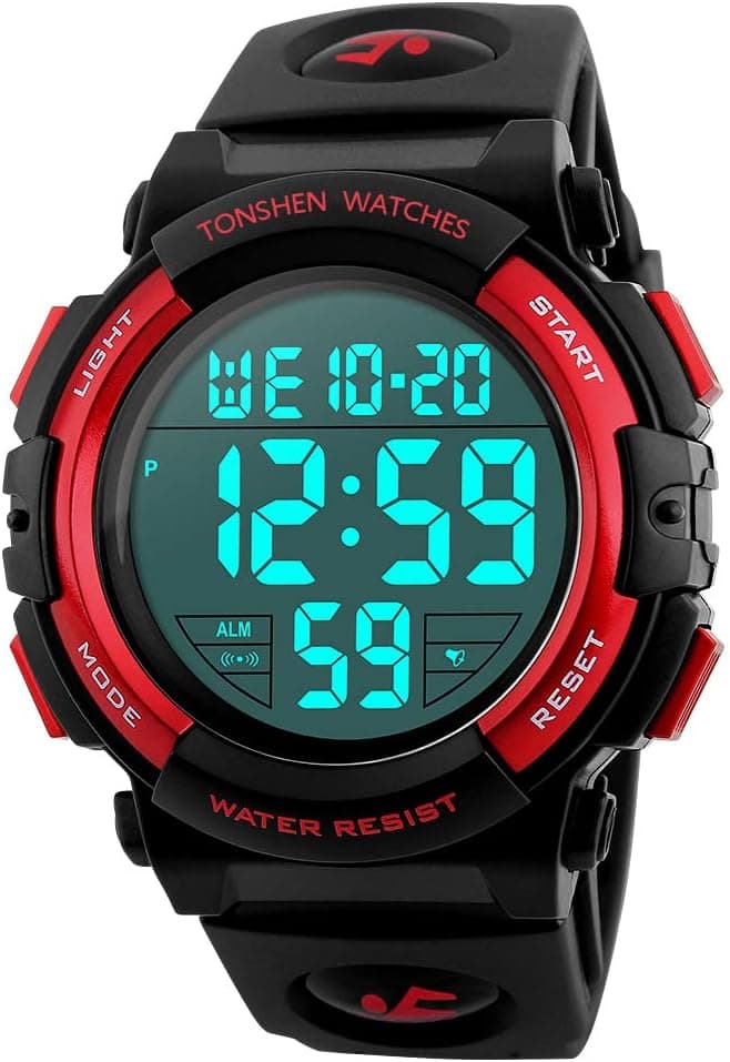 TONSHEN Digital Sport Etanche Montre Plastique Lunette et Caoutchouc Bande LED Electronique Outdoor Tactique Militaire Quartz Montres Bracelet Grand Numérique