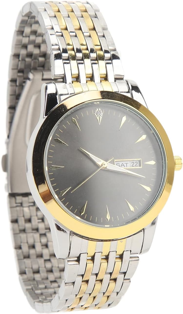 RiToEasysports Montre Habillée à Quartz Classique et élégante en Acier Inoxydable avec Double Date, Fonction Lumineuse et étanche pour Hommes d'affaires