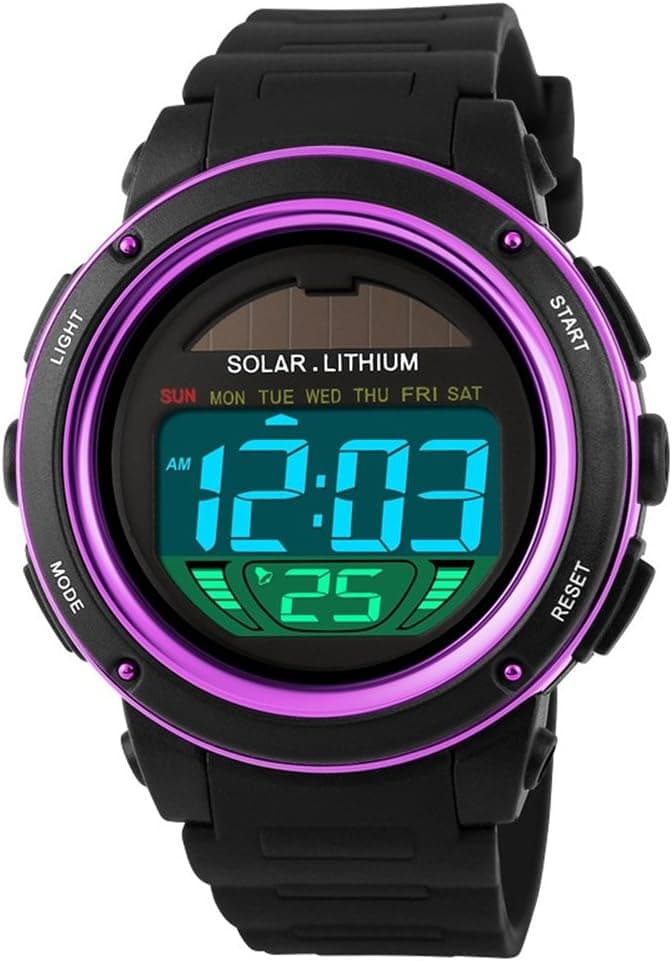 TONSHEN LED Digital Montres Bracelet Sport Tactique Militaire Électronique Solaire 5ATM Etanche Plastique Bordure et Caoutchouc Bande Mode Robe Outdoor Montre Calendrier Alarme Date Chronomètre