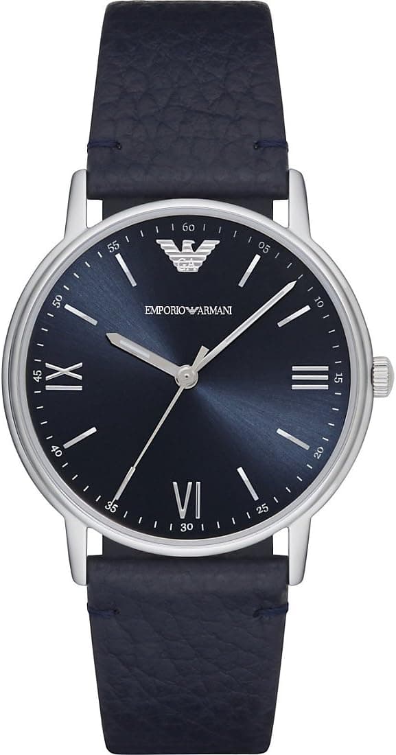 EMPORIO ARMANI Montre pour Hommes, Mouvement à Quartz Trois Aiguilles et boîtier de 41 mm avec Bracelet en Cuir