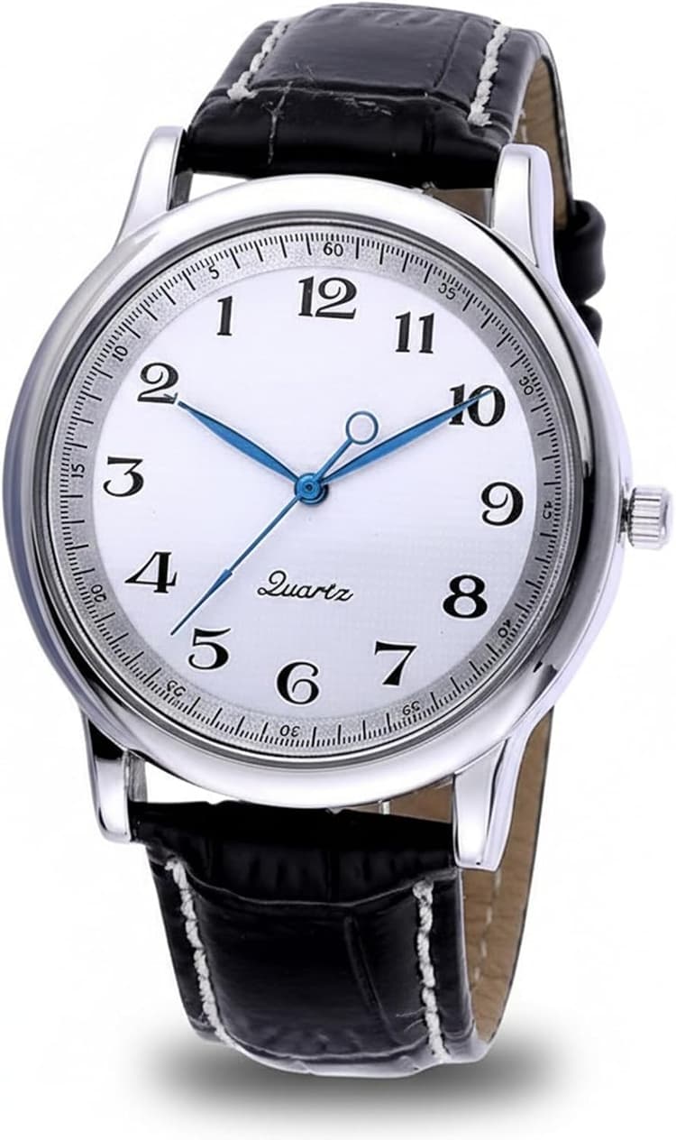 Montre inversée pour hommes, montre habillée à chiffres romains dans le sens inverse des aiguilles d'une, bracelet à Quartz en alliage avec cadran blanc