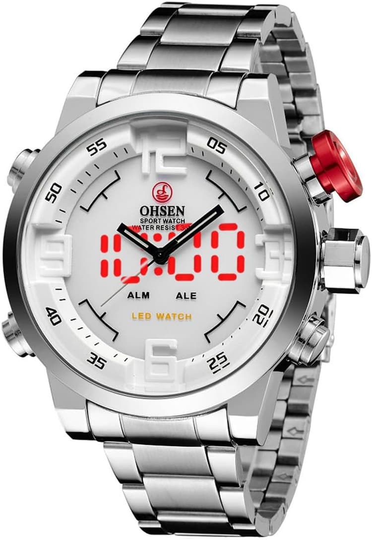 Alienwork Montre Analogique-LED Homme Femme étanche Multifonction