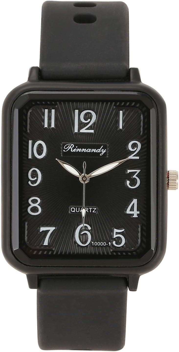 Montre pour Femme avec Bracelet en Silicone, Montres de Sport Analogique Quartz avec Cadran Rectangulaire Facile à Lire Chiffres Arabes, Montre Poignet pour Infirmières Etudiantes Filles Garçon