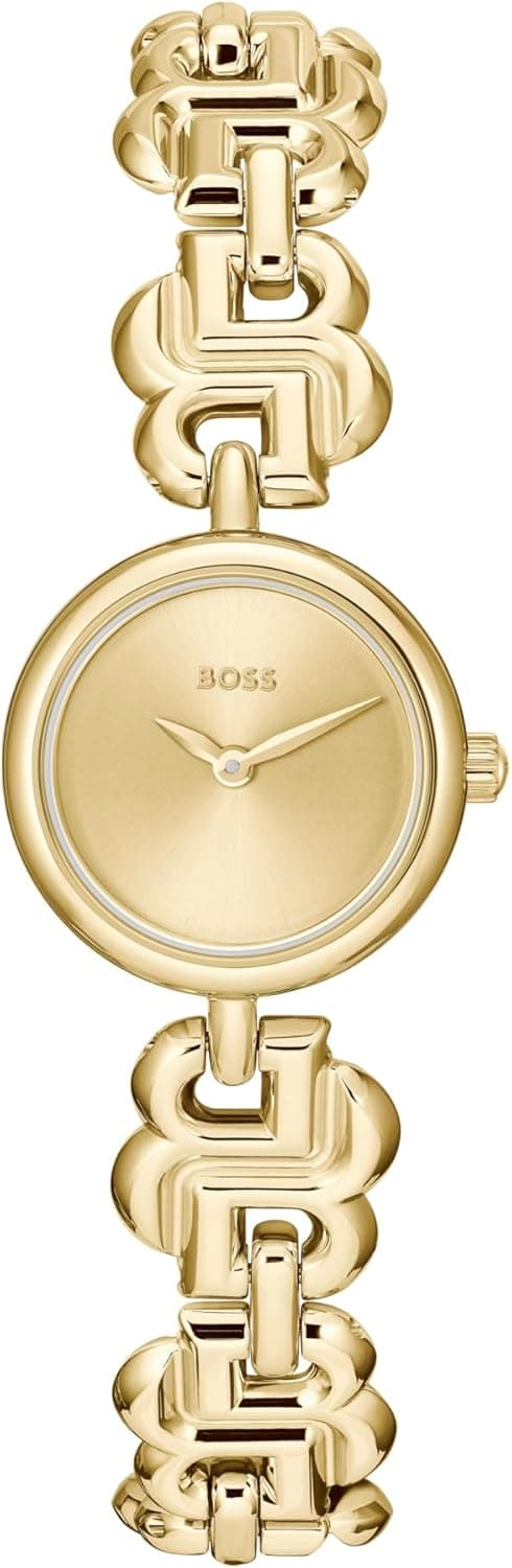 BOSS Montre à Mouvement à Quartz Trois Aiguilles pour Femme Collection Double B Dressy avec Bracelet en Acier Inoxydable
