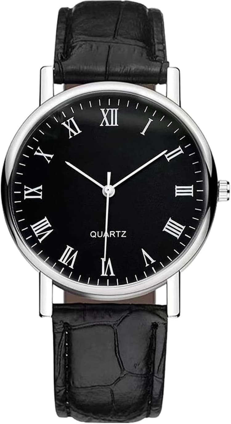 Montre analogique classique à quartz pour homme avec bracelet en cuir