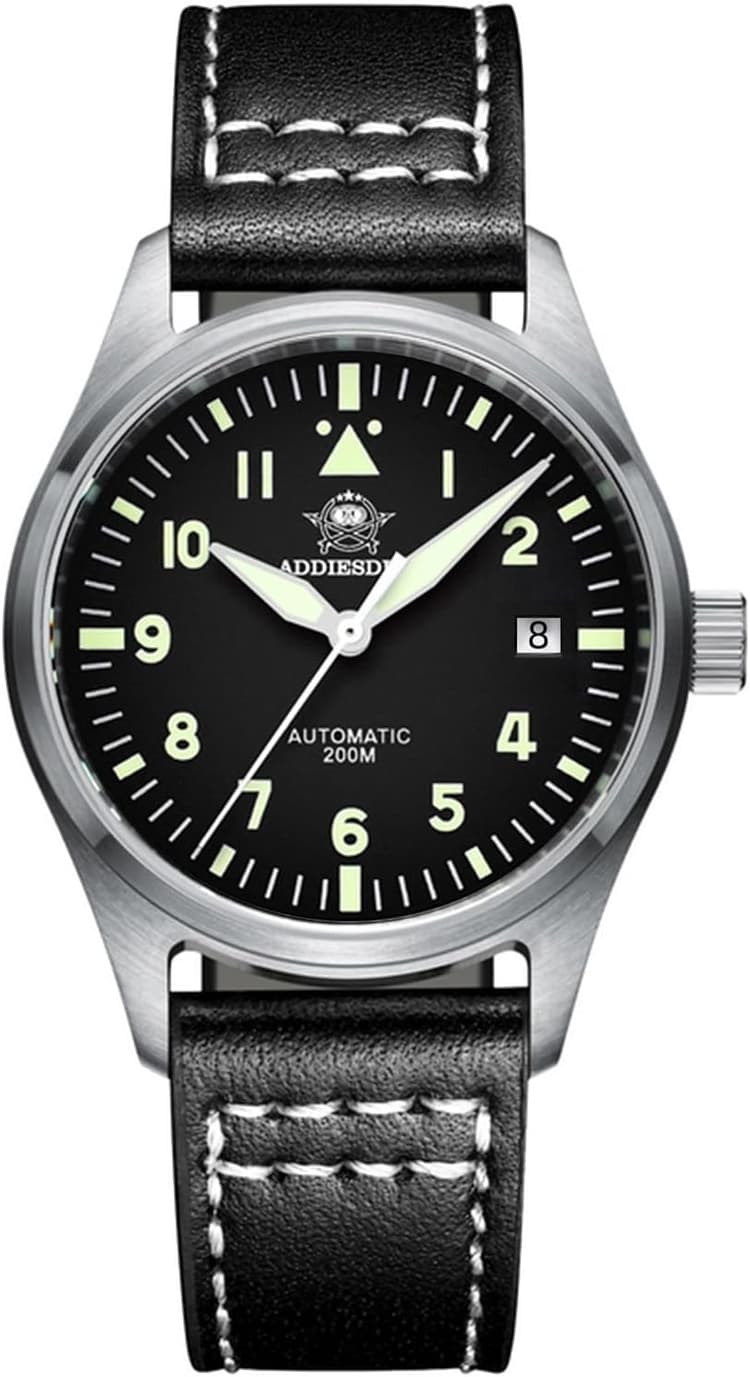 ADDIESDIVE Montre de plongée Automatique pour Homme étanche à 200m Mouvement mécanique Automatique NH35/8215 Montre pour Homme en Acier Inoxydable AD2048/H2/AD2519