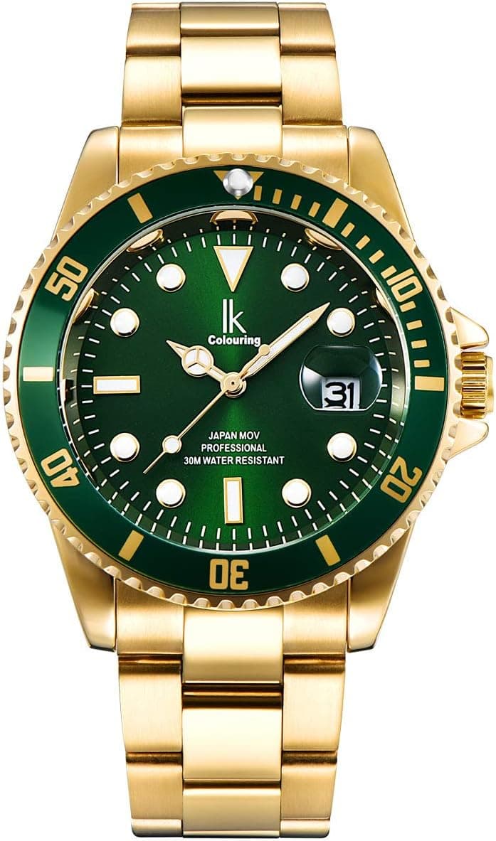 Alienwork IK Montre Hommes Femmes Calendrier Bracelet Métal