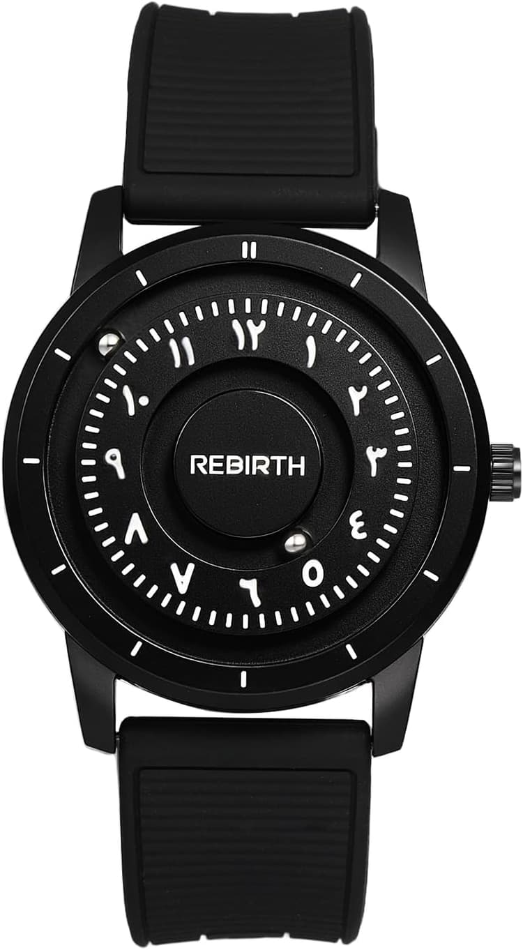 Avaner Montre à Lévitation Magnétique Homme: Montre Bracelet en Silicome avec Cadran Échelle à Barres et Design sans Aiguille Style Futuriste-Cadeau Fête des Pères Noël