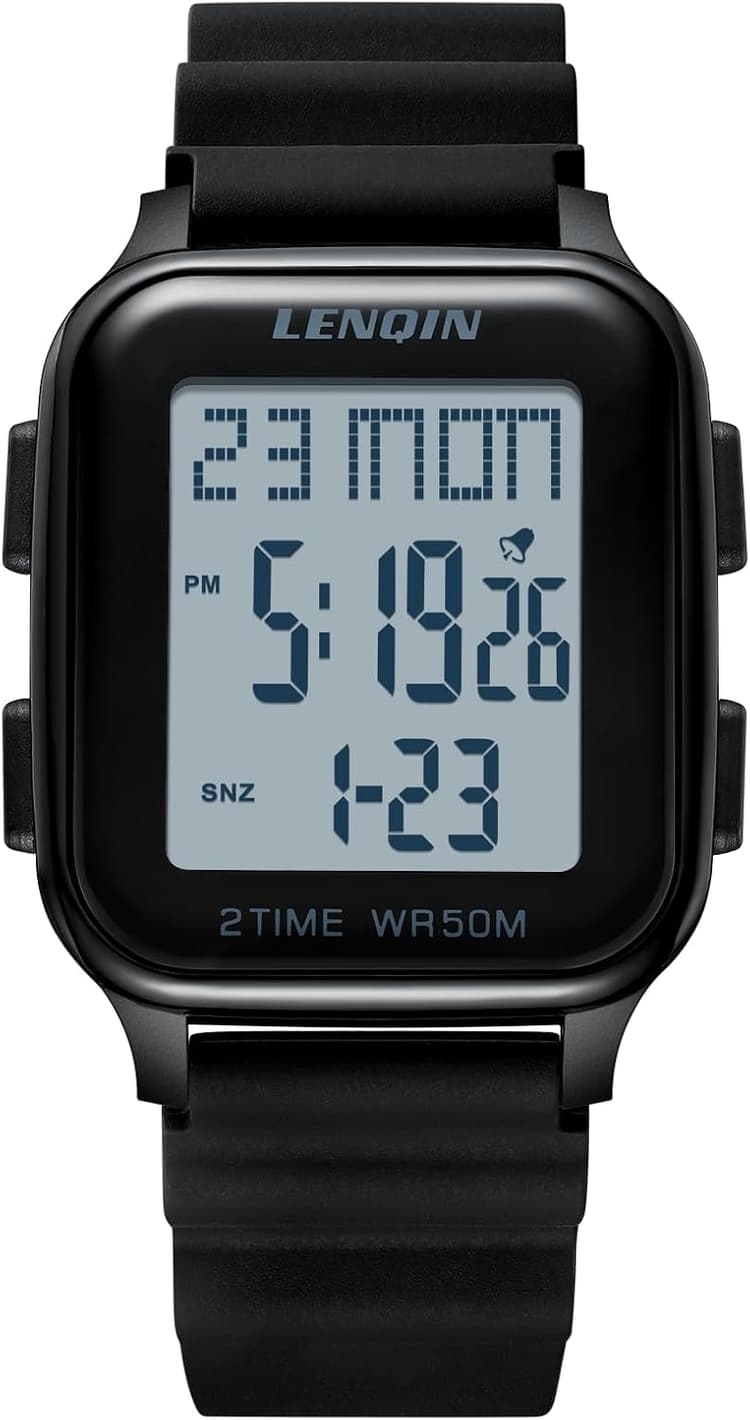 LN LENQIN Montre Homme Montres digitales pour Hommes Montres de Sport étanches 50M Chronomètre Montres de Poignet pour Hommes avec rétroéclairage LED/Timer/Alarm/Date