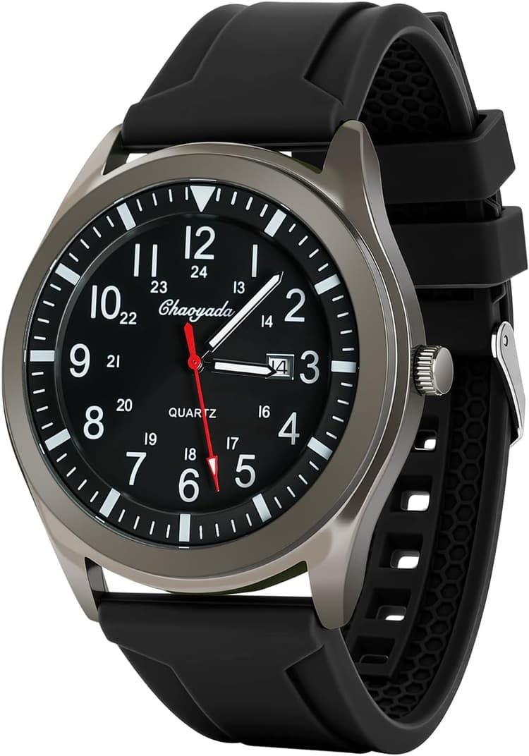 Montre Bracelet Unisexe, Montre Homme, Analog Quartz Montres avec Date et Silicone Band, Cadeaux pour Hommes