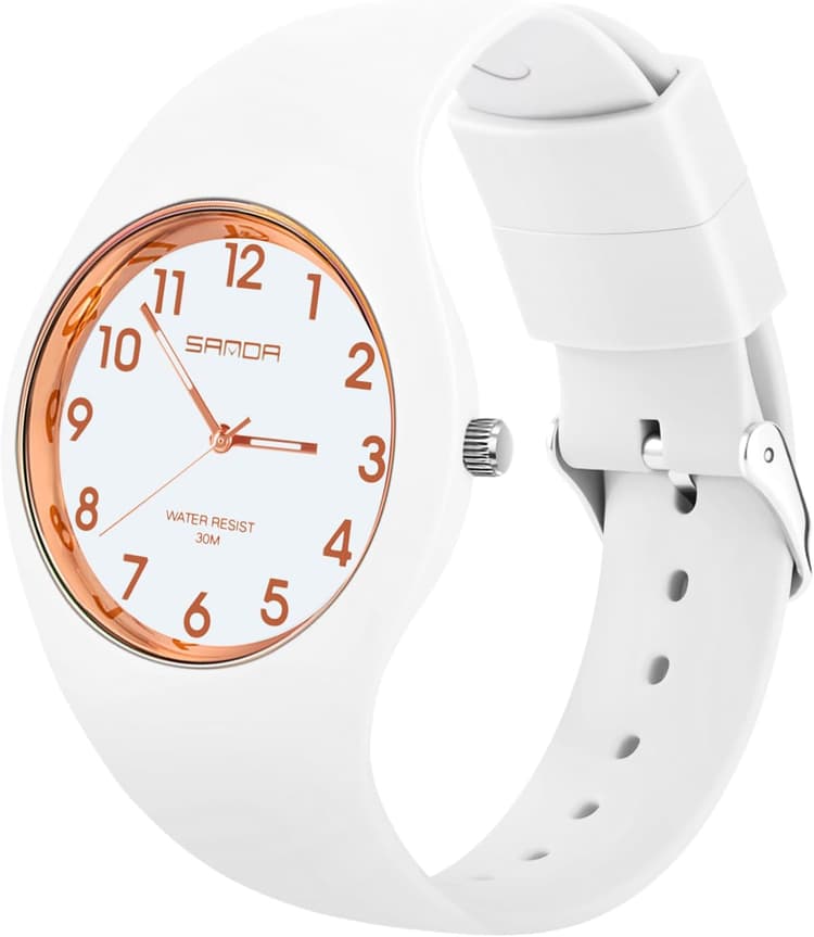 Montre pour Femme avec Bracelet en Silicone, Montre de Sport Analogique Etanche Montres Femme Analogique Quartz Grand Cadran Facile à Lire, Tendance, Stylish, Simple pour Femmes et Filles