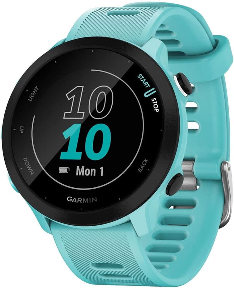 Garmin – Forerunner 55 - Montre GPS Multi-activités Running avec Fonctions d’Entrainement Coach et Cardio au Poignet – Vert d’Eau