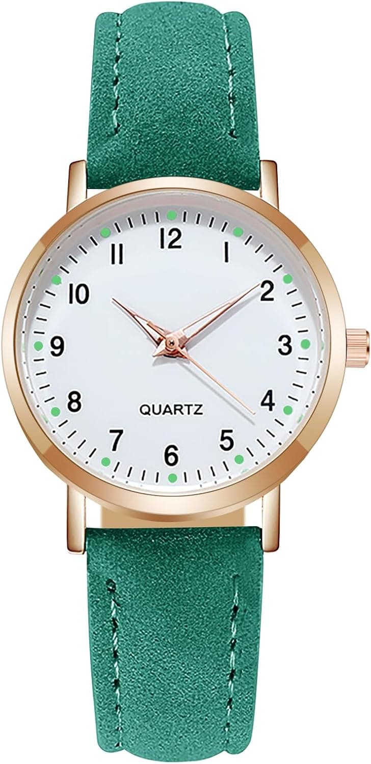 Montre Femme, Lumineux Montre à Quartz Analogique pour Femme, Montres à la Mode Femmes Montres élégante avec Bracelet en Cuir Brossé pour Femmes