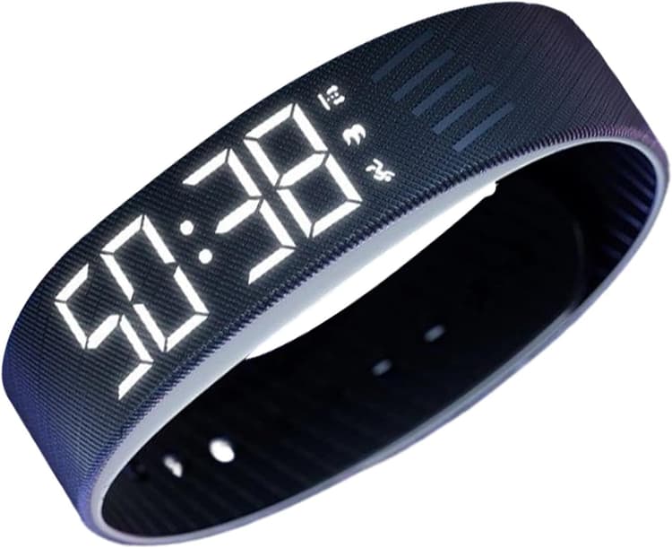 Réveil vibrant au poignet – Bracelet intelligent numérique durable, léger et élégant, haut de gamme, LED silencieuse et étanche, montre à affichage pour adultes et adolescents lourds | Utilitaire inté