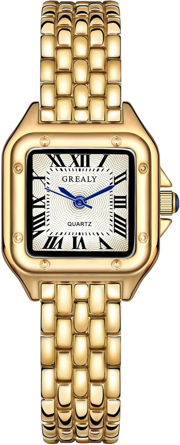 Montre pour Femme, Montres Carrées de 25 mm, Montres pour Femmes à Quartz Analogique avec Bracelet en Acier Inoxydable, Mouvement à Quartz Montre-Bracelet Élégant Minimaliste pour Filles