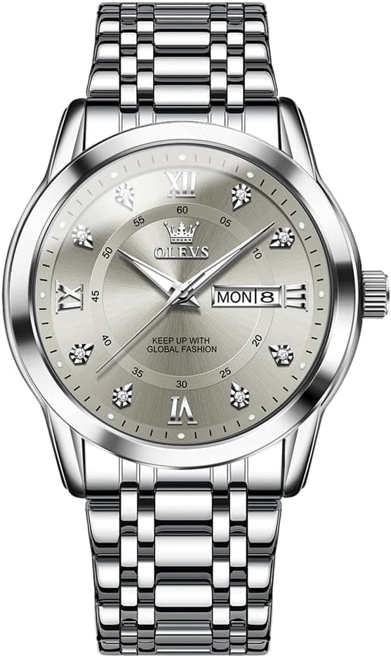 OLEVS Montres Hommes Diamant avec Parfum analogique Quartz Acier Inoxydable étanche à l'eau Date Lumineuse Bicolore Luxe Casual Montre Cadeaux pour Hommes
