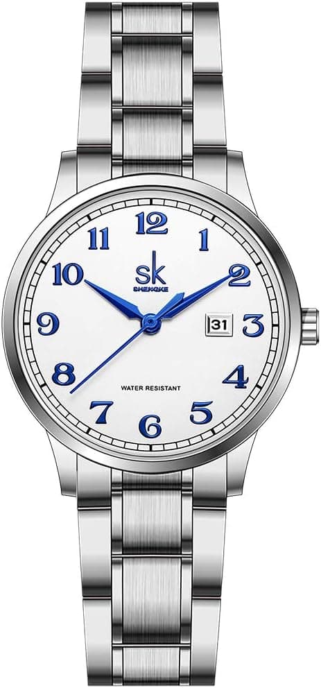 SHENGKE SK Classic Business Women Montres avec Bracelet en Acier Inoxydable et Montre élégante en Cuir véritable pour Dames