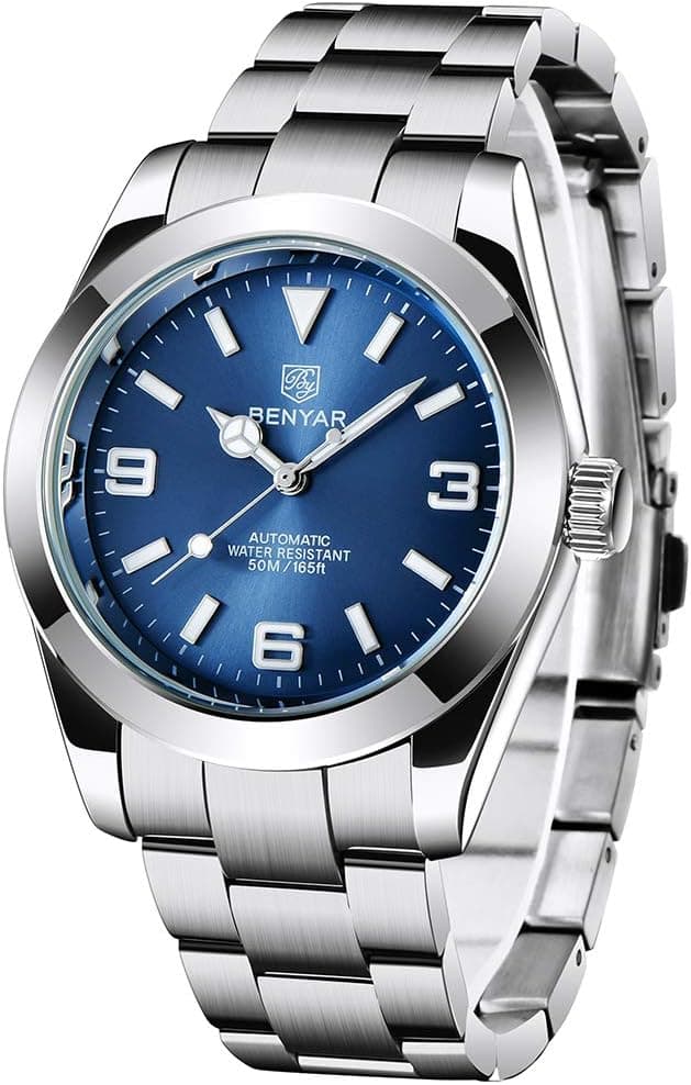 BENYAR Élégante Montre mécanique Automatique 41MM pour Hommes, étanche, avec Bracelet en Acier Inoxydable, Lumineuse et décontractée, Montre-Bracelet analogique d'affaires