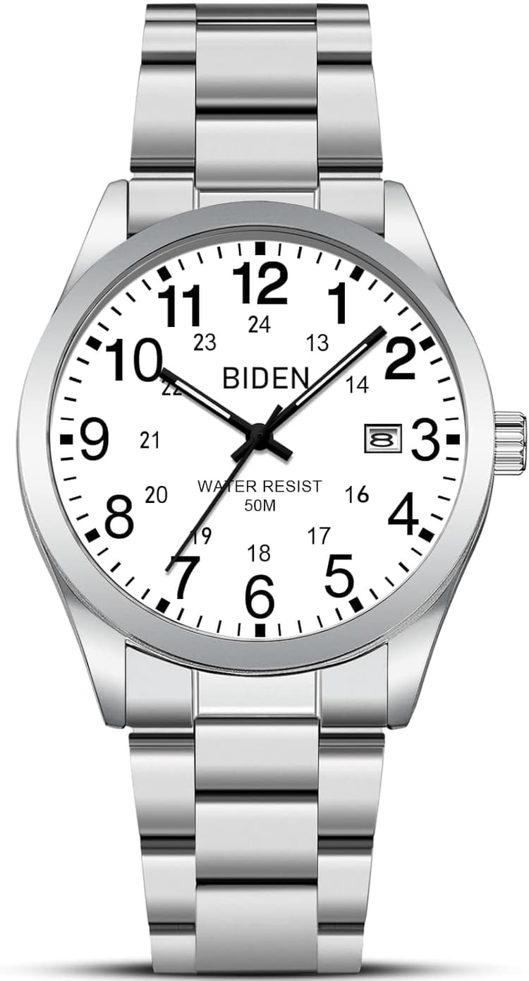 LN LENQIN Montre Homme Montre Militaire Montre de Terrain Montre à Quartz analogique Sport pour Hommes Montres-Bracelets étanches avec Date Bracelet en Acier Inoxydable