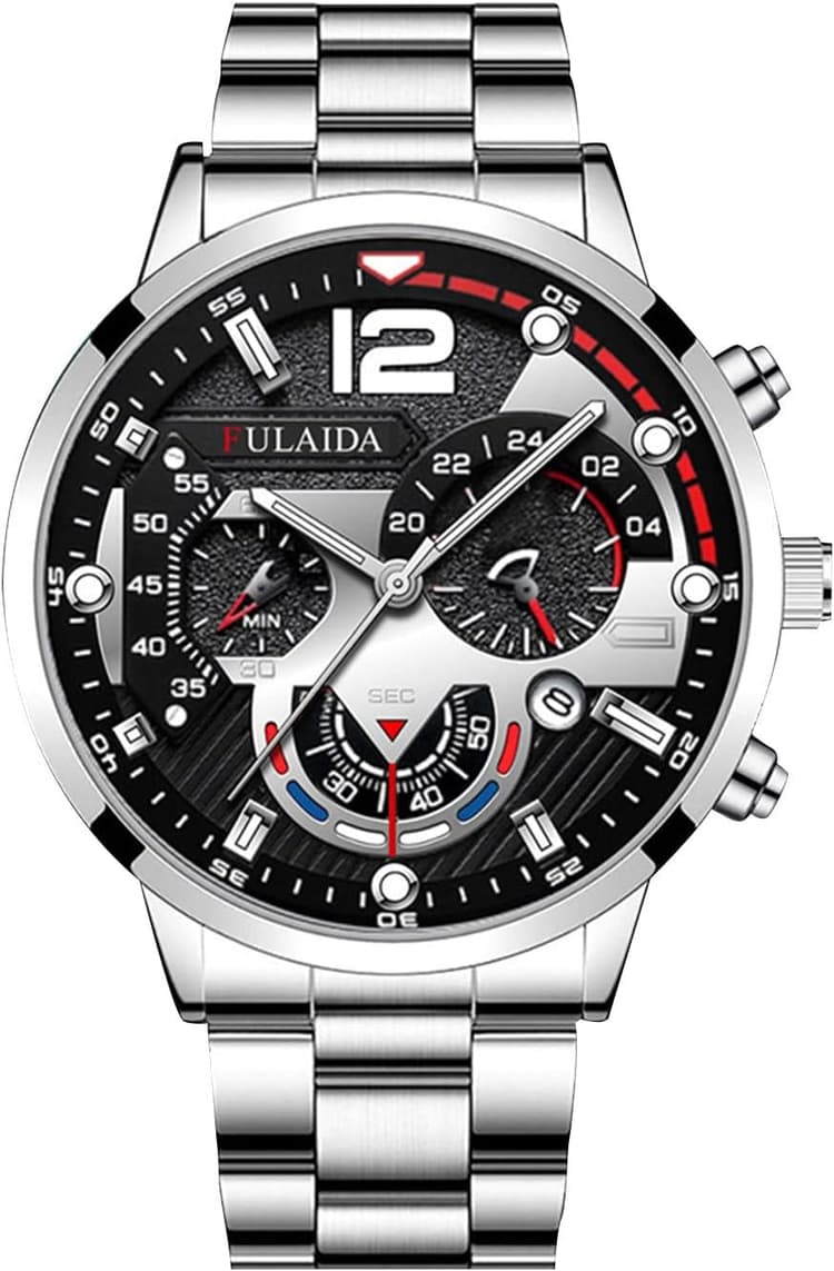 Montre Mécanique et Digitale Homme avec Chronomètre, Chronographe, Bracelet en Acier Inoxydable