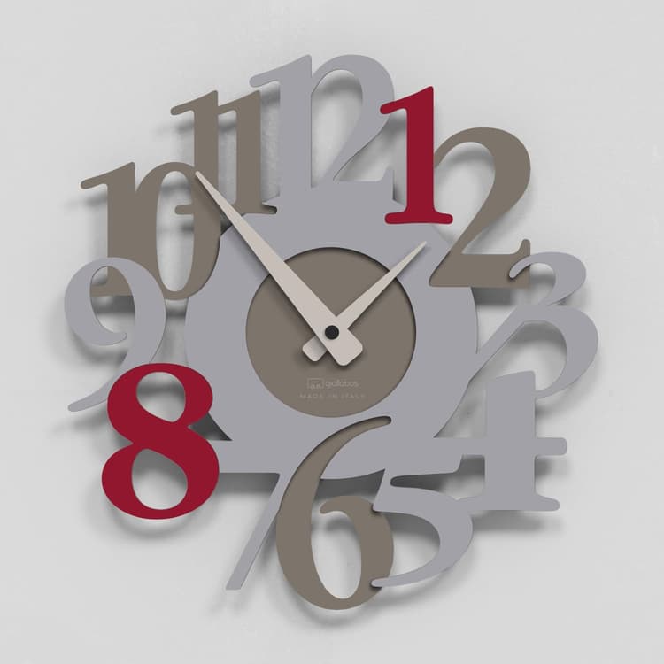 Giallobus - Montre Haut de Gamme - Carved - Bois MDF - Premium 30x30‎‎cm - 01 - Red Luck - Artisan Made in Italy - Silencieux - Idée Cadeau - Double Niveau Moderne