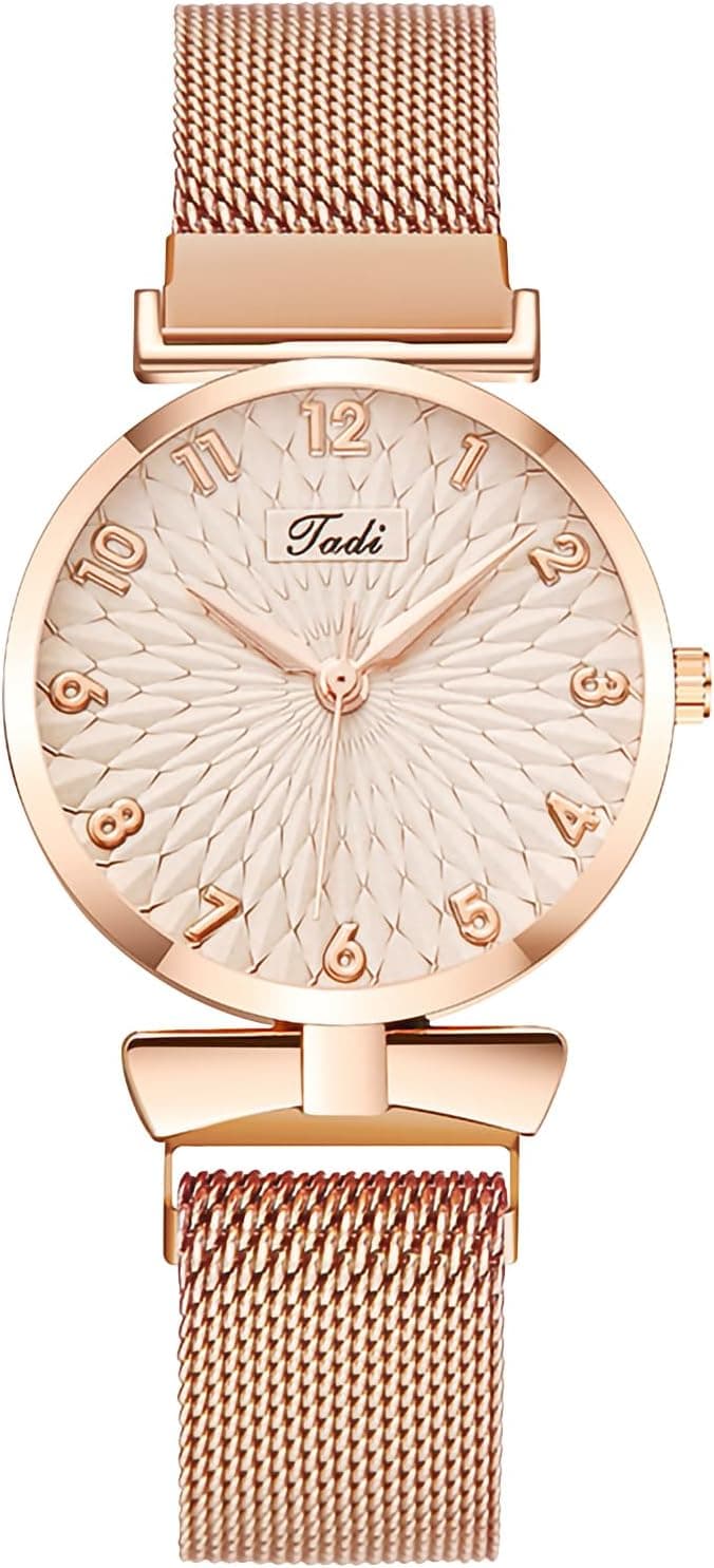 OFFCUP Montre pour Femme, Montre Analogique Quartz avec Bracelet en Acier Inoxydable, Très Mince Montre De Poignet pour Femme, Ladies Montre-Bracelet Élégant Minimaliste pour Femmes Filles