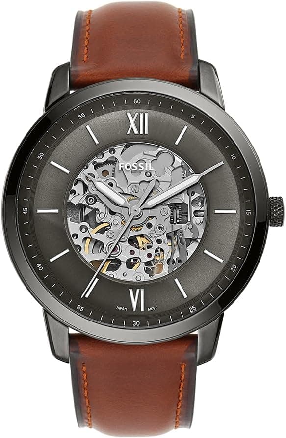 Fossil Montre Neutra pour Homme, Mouvement Automatique avec Bracelet en Acier Inoxydable ou en Cuir
