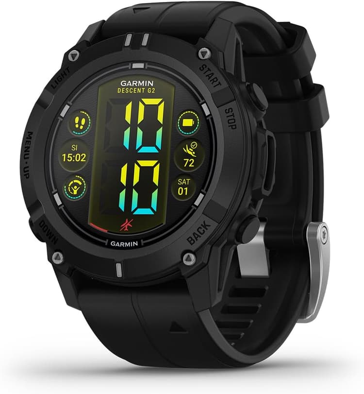 Garmin Descent G2 - Montre GPS connectée avec Ordinateur de plongée - Noir avec Bracelet Noir