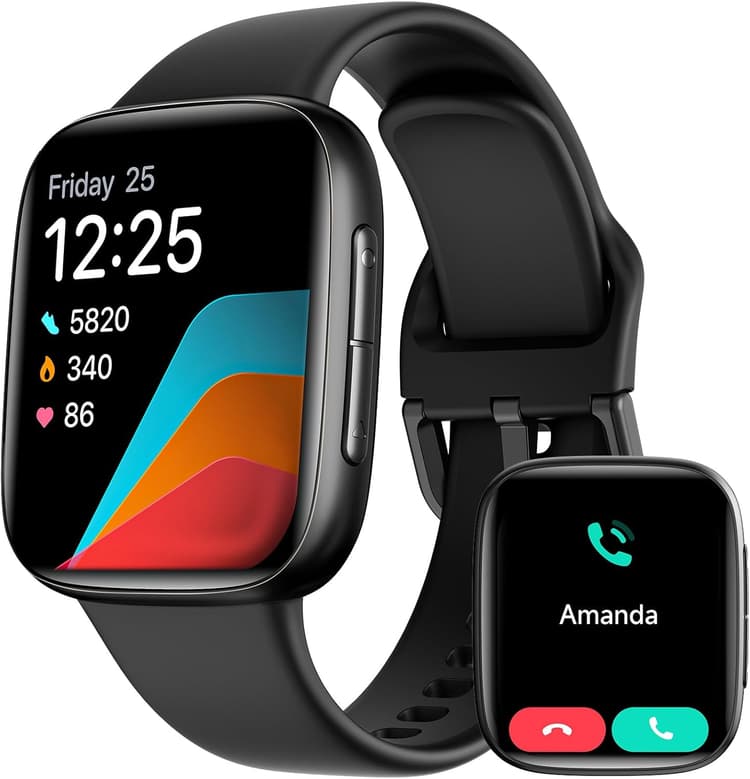 Montre Connectée Homme Femme, Écran Amoled 1,85" Smartwatch pour Samsung iPhone Android, Montre Homme 5ATM 120+ Modes Sportifs Moniteur de SpO2/Sommeil/Fréquence Cardiaque/Podometre/Calories