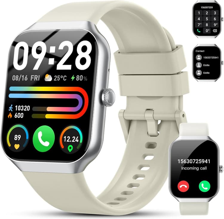 Montre Connectée Homme Femme avec Appel Bluetooth, 1.96" HD Smartwatch avec Etanche IP68, Montre Connectee avec 112+ Sportifs,SpO2,Sommeil Moniteur, Fréquence Cardiaque, Pratique pour courir, Blanc