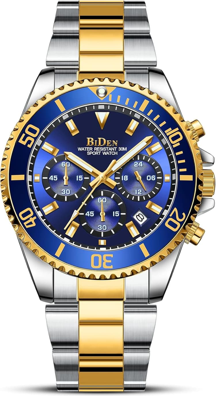Biden BIDEN-0163 Montre à Quartz analogique pour Homme avec Bracelet en Acier Inoxydable