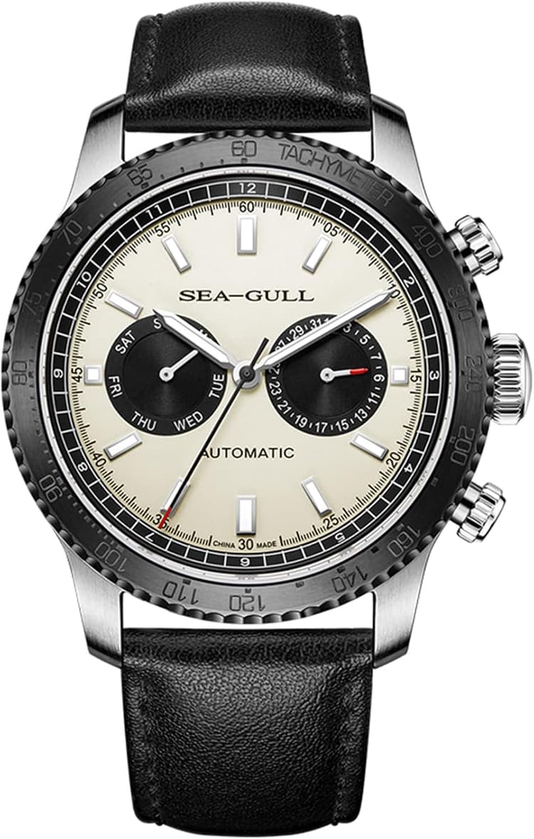 SEA-GULL GMT 6177 Montre mécanique pour homme avec double calendrier Panda Eye Montre automatique Mouette ST2502 tachymètre Lumineuse