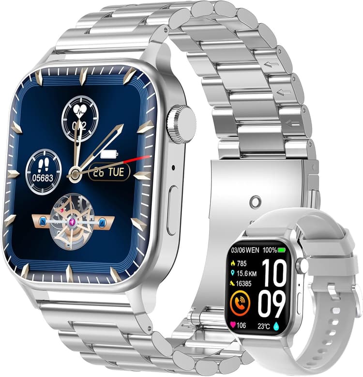 Montre Connectée Homme, 1.85" HD Smartwatch avec Appels Bluetooth, 100+ Modes Sportifs, Bracelet D'activité Sommeil, Étanchéité IP68 Montre Intelligente Compatible iOS Android