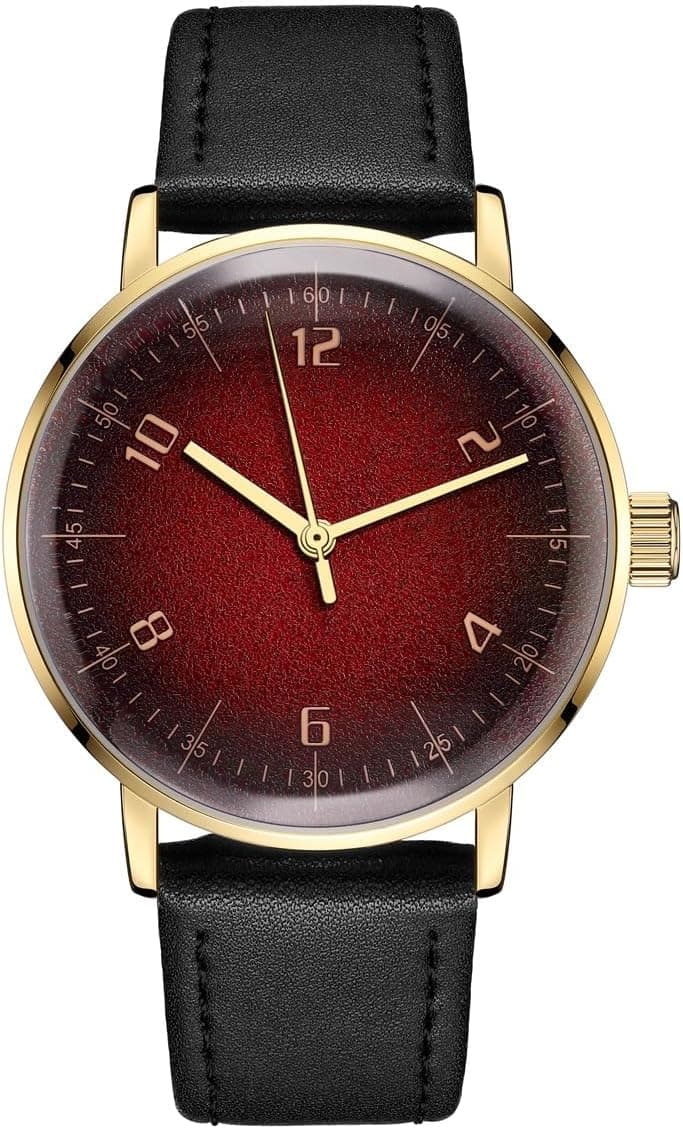 Montre-bracelet mécanique vintage avec miroir en verre bombé - Montre mécanique décontractée et minimaliste à remontage manuel pour homme et femme