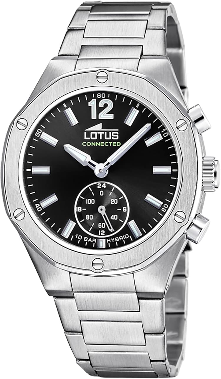 LOTUS Montre Intelligente Femme Hybride Connected Acier Inoxydable 316L - Verre minéral - Étanche 5 ATM - Contrôle Musique, podomètre, Notifications et rejet d’appels 18971/6