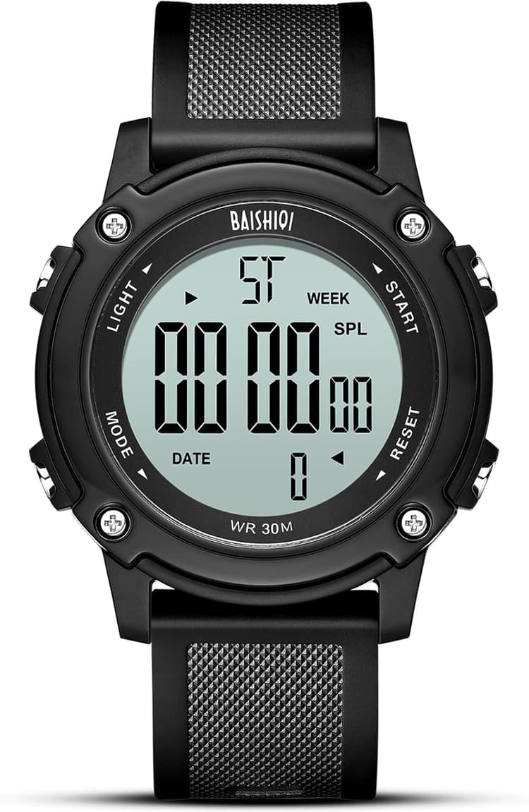 LN LENQIN Montres numériques pour Hommes Montre-Bracelet imperméable de Style Sportif pour l'extérieur avec Bracelet en Silicone pour Hommes Montre Tendance Multifonction