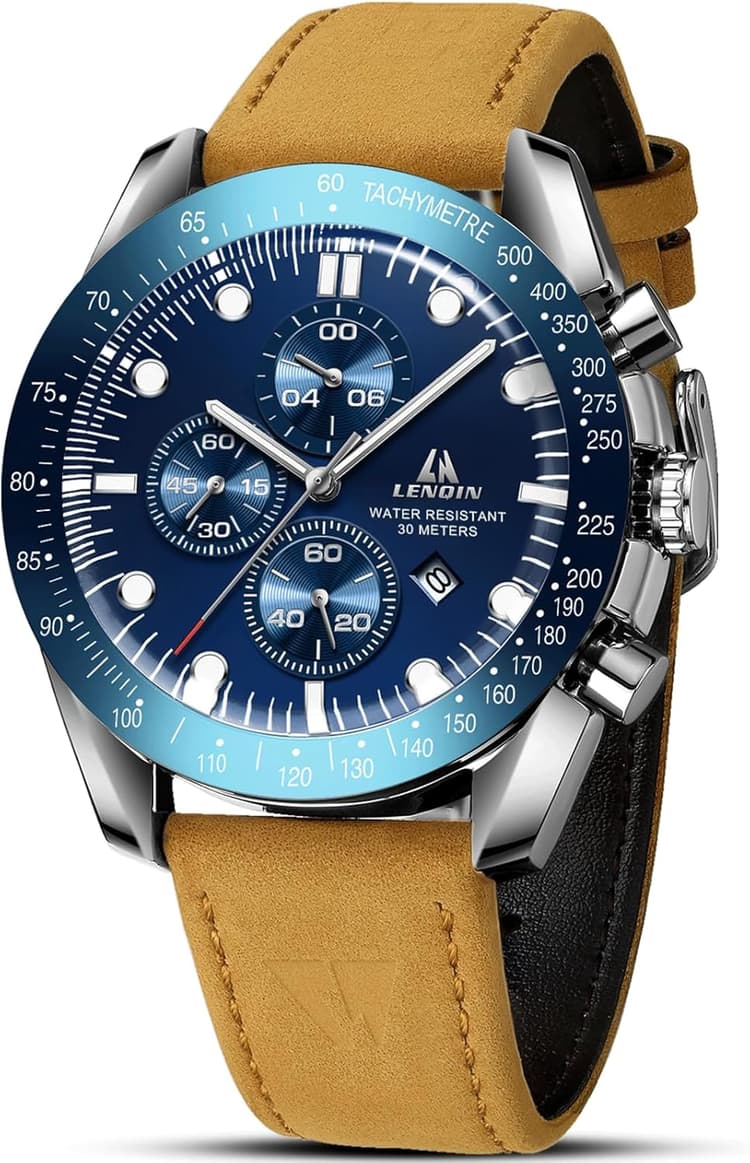 LN LENQIN Montre Homme Montres analogiques à Quartz pour Hommes Montres-Bracelets pour Hommes, étanches à 30 m Montres d'affaires à la Mode Montre en Cuir