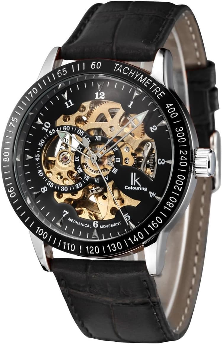Alienwork IK Montre Automatique Homme Femme Squelette Fond de Verre