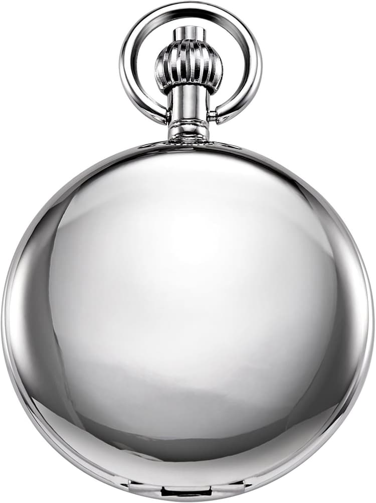 TREEWETO Montre de Poche Unisexe avec chaîne analogique - Remontage Manuel - Antique - Mécanisme Apparent - Chiffres Romains - Argent