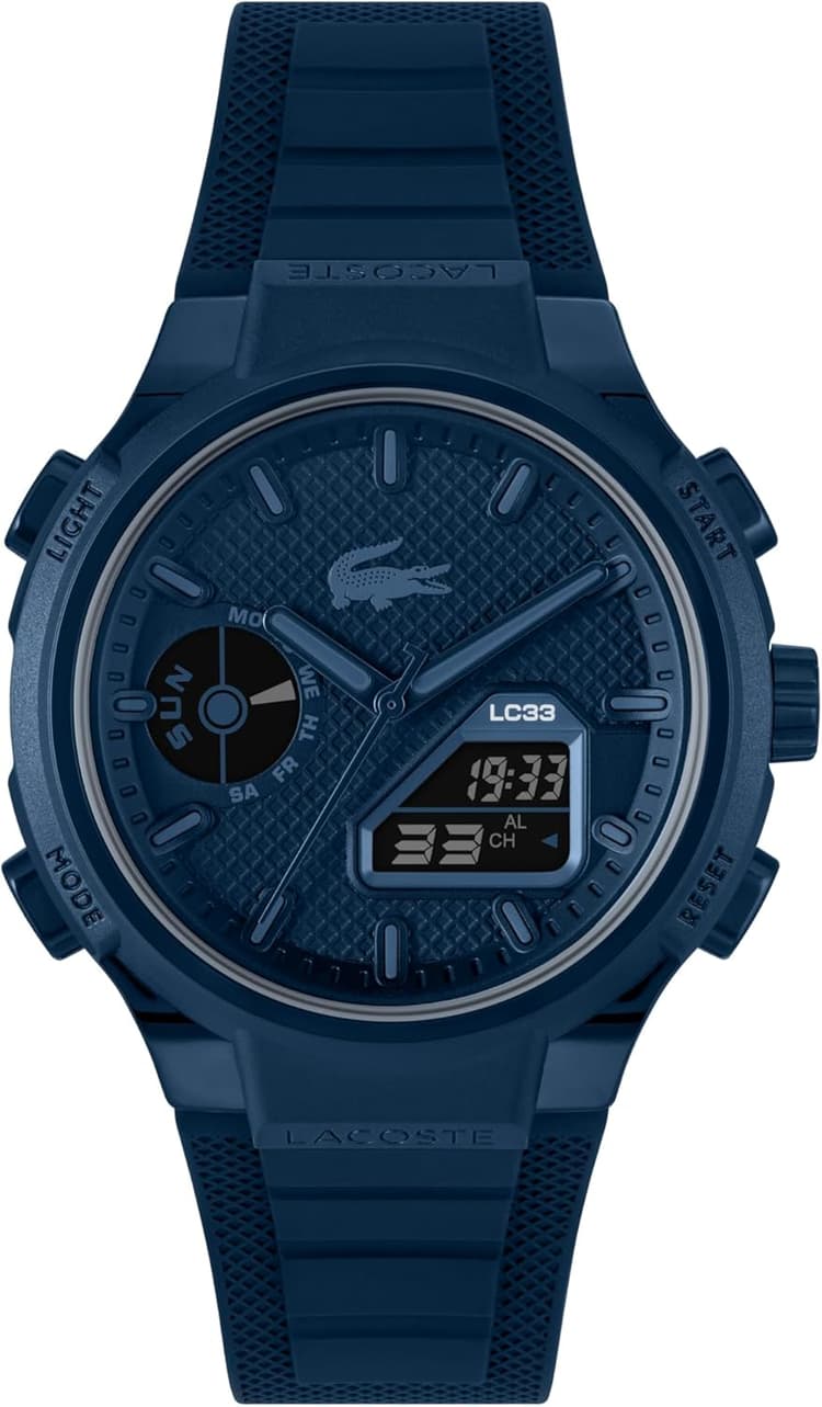 Lacoste Montre Quartz Multifonction Analogique-Digitale pour Homme Collection LC33 avec Bracelet en Silicone - Disponible pour Homme et Femme